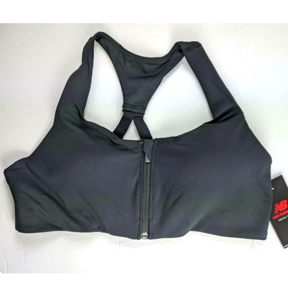 New Balance Power X Zip Up Sports Bra, Black, Women's XL - Picture 1 of 3